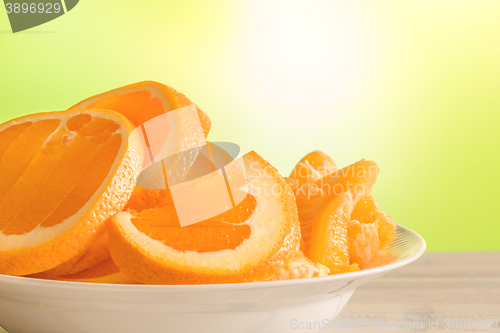 Image of Oranges on a white plate