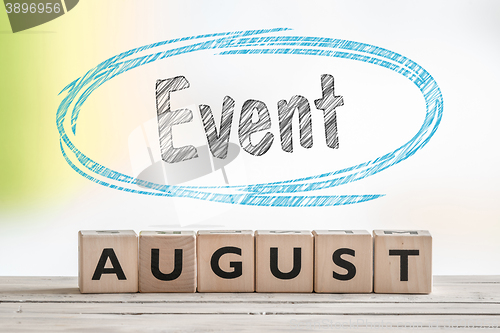 Image of August event sign on a scene