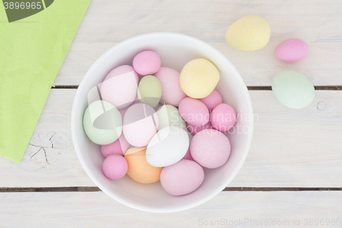 Image of Easter eggs in a bowl on a table