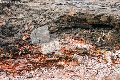 Image of Layers of lava and clay in Iceland