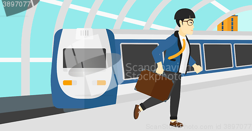 Image of Man going out of train.