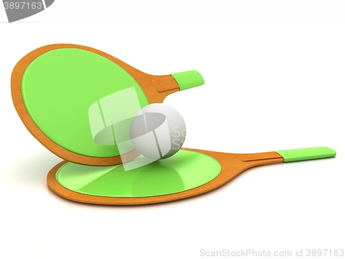 Image of Rackets for playing table tennis. 3D rendering