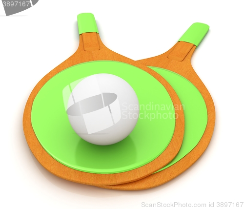 Image of Rackets for playing table tennis. 3D rendering