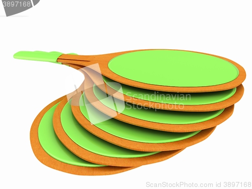 Image of Rackets for playing table tennis. 3D rendering