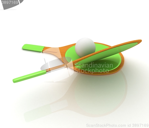 Image of Rackets for playing table tennis. 3D rendering