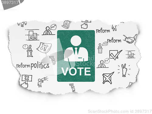 Image of Politics concept: Ballot on Torn Paper background