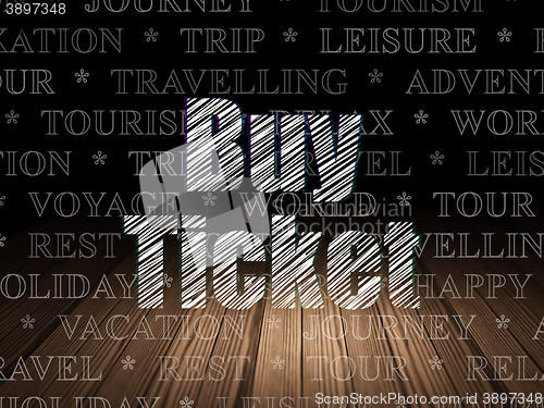 Image of Travel concept: Buy Ticket in grunge dark room