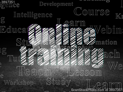 Image of Learning concept: Online Training in grunge dark room