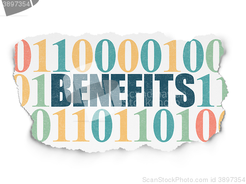 Image of Business concept: Benefits on Torn Paper background