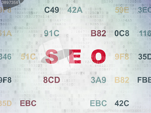 Image of Web design concept: SEO on Digital Data Paper background