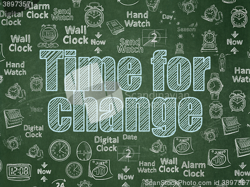 Image of Time concept: Time for Change on School board background