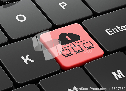 Image of Safety concept: Cloud Network on computer keyboard background