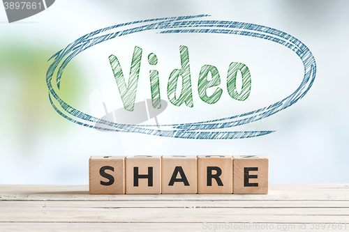 Image of Share video sign on a table