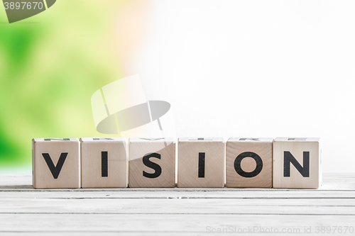 Image of Vision sign made of wooden cubes