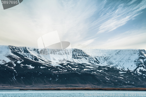 Image of Mountain by the shore in Iceland