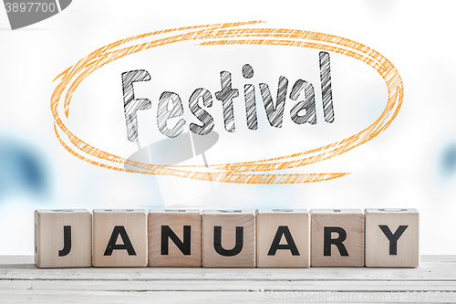 Image of January festival sign on a table