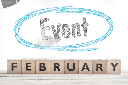 Image of February event sign made of wood