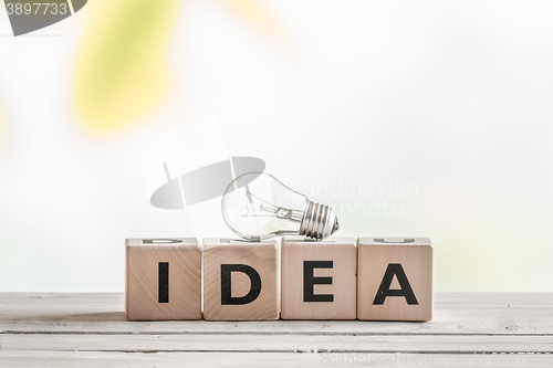 Image of Idea sign with a light bulb