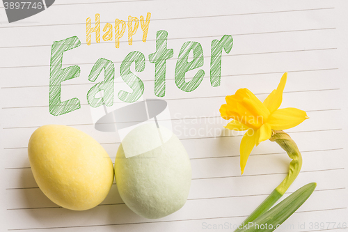 Image of Happy easter greeting in bright colors