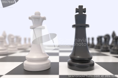 Image of Two chess pieces on a chessboard