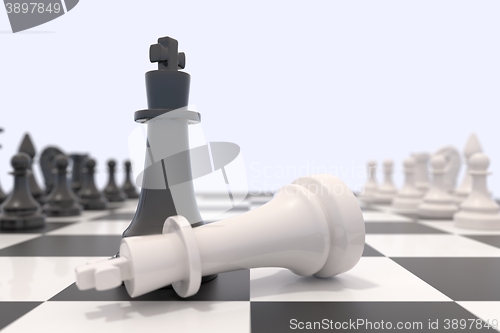 Image of Two chess pieces on a chessboard