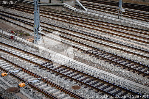 Image of Cargo trains in old train depot