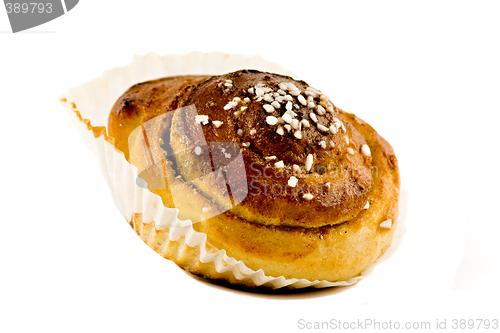 Image of Mothers Homemade cinnamon roll isolated on white