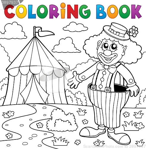 Image of Coloring book clown near circus theme 5