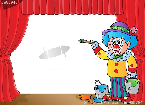 Image of Clown with paints on stage