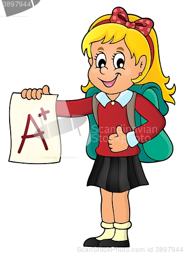 Image of School girl with A plus grade theme 1