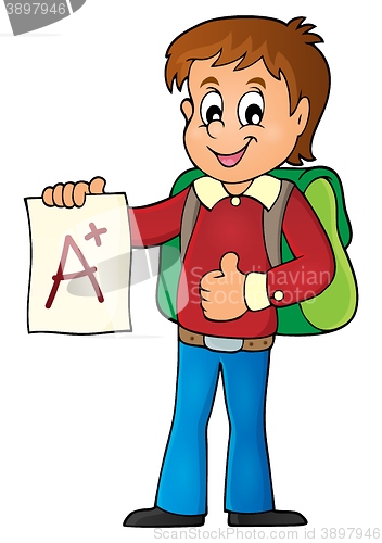 Image of School boy with A plus grade theme 1