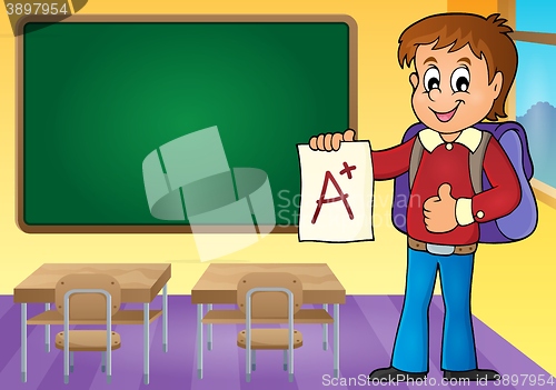 Image of School boy with A plus grade theme 3