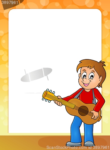 Image of Stylized frame with boy guitar player