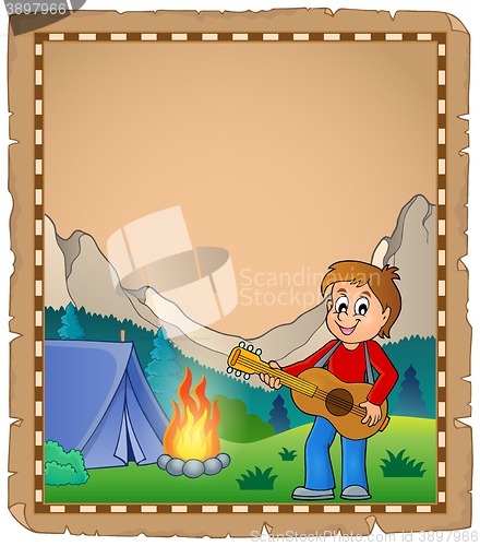 Image of Parchment with boy guitarist in camp 2