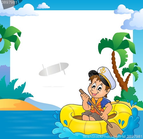 Image of Frame with little sailor in boat