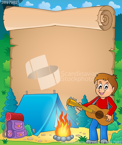 Image of Parchment with boy guitarist in camp 1
