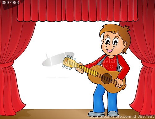 Image of Boy guitar player on stage theme 1