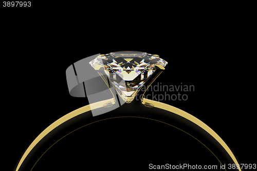 Image of Golden ring with diamond.