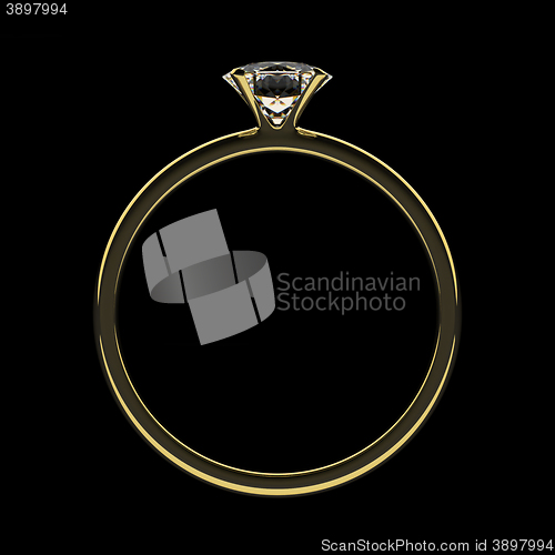 Image of Golden ring with diamond.