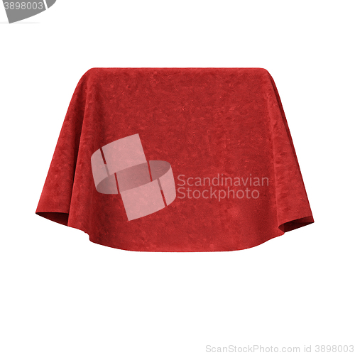 Image of Box covered with red velvet fabric.