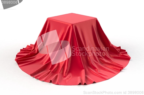 Image of Box covered with red fabric.