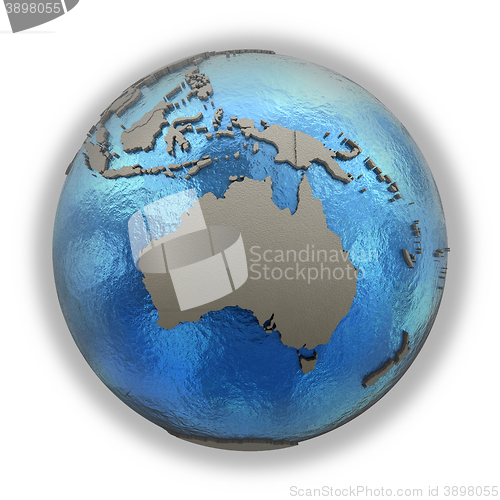 Image of Australia on model of planet Earth