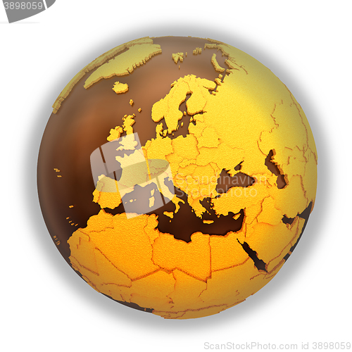 Image of Europe on chocolate Earth