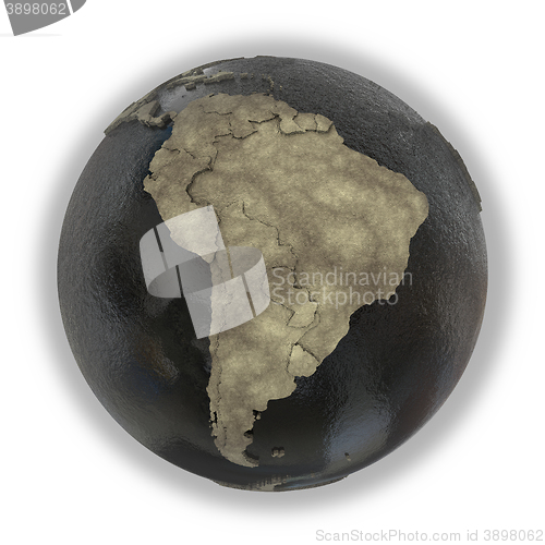 Image of South America on Earth of oil