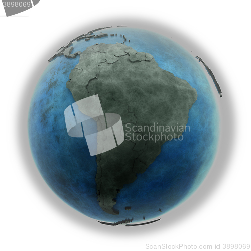Image of South America on marble planet Earth