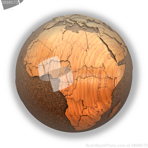 Image of Africa on wooden planet Earth