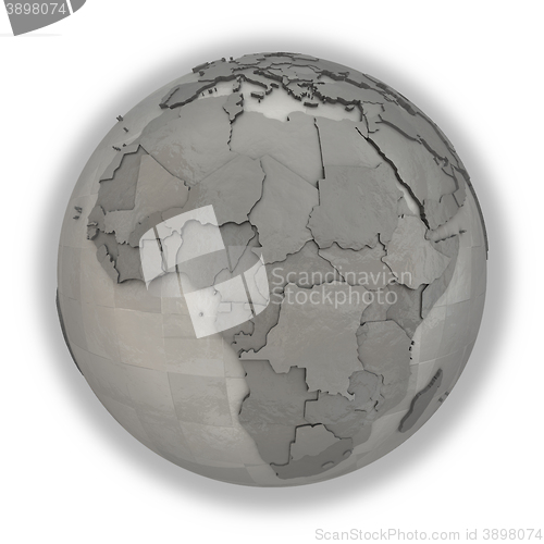 Image of Africa on metallic planet Earth