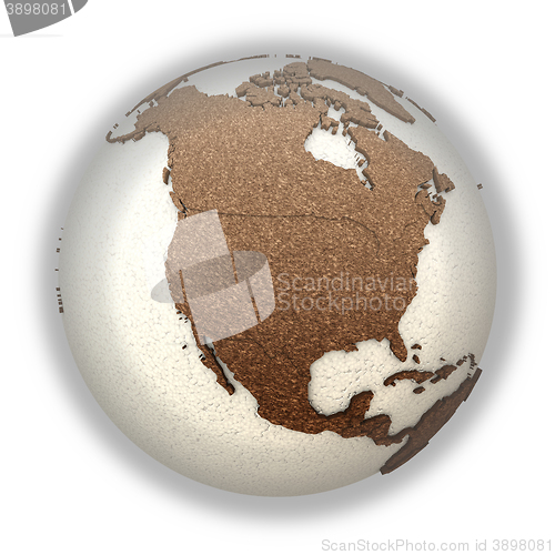 Image of North America on light Earth