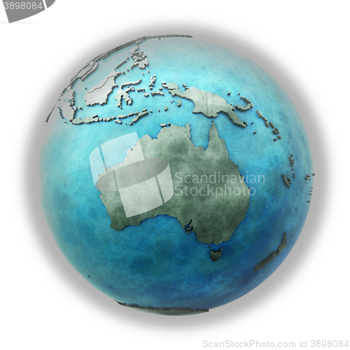 Image of Australia on marble planet Earth