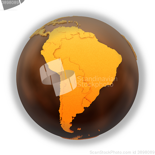 Image of South America on chocolate Earth